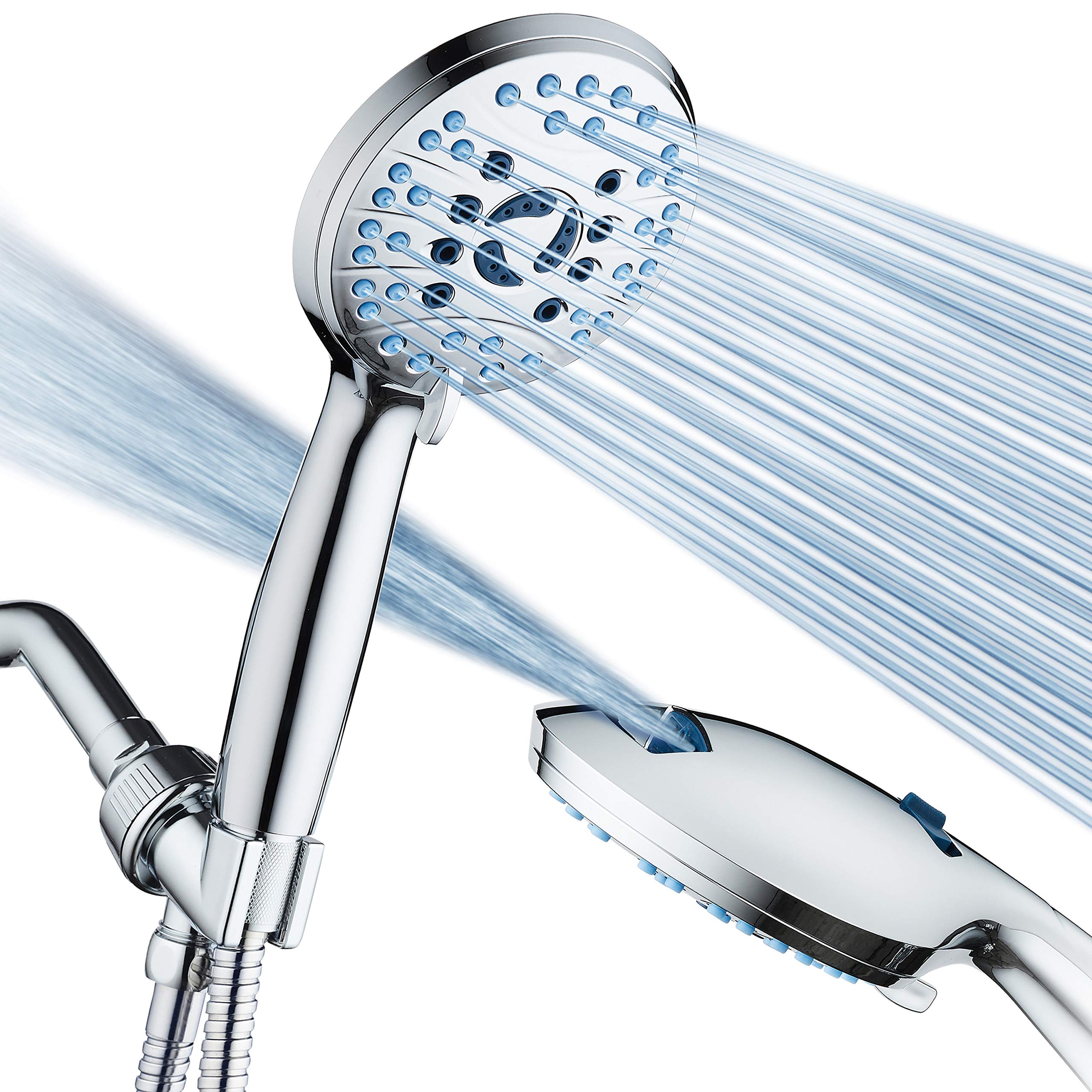 Hotel Spa AquaCare 8-mode shower head with versatile sprays for a refreshing shower.