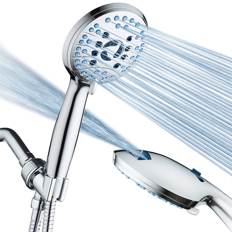 Hotel Spa AquaCare 8-mode shower head with versatile sprays for a refreshing shower.