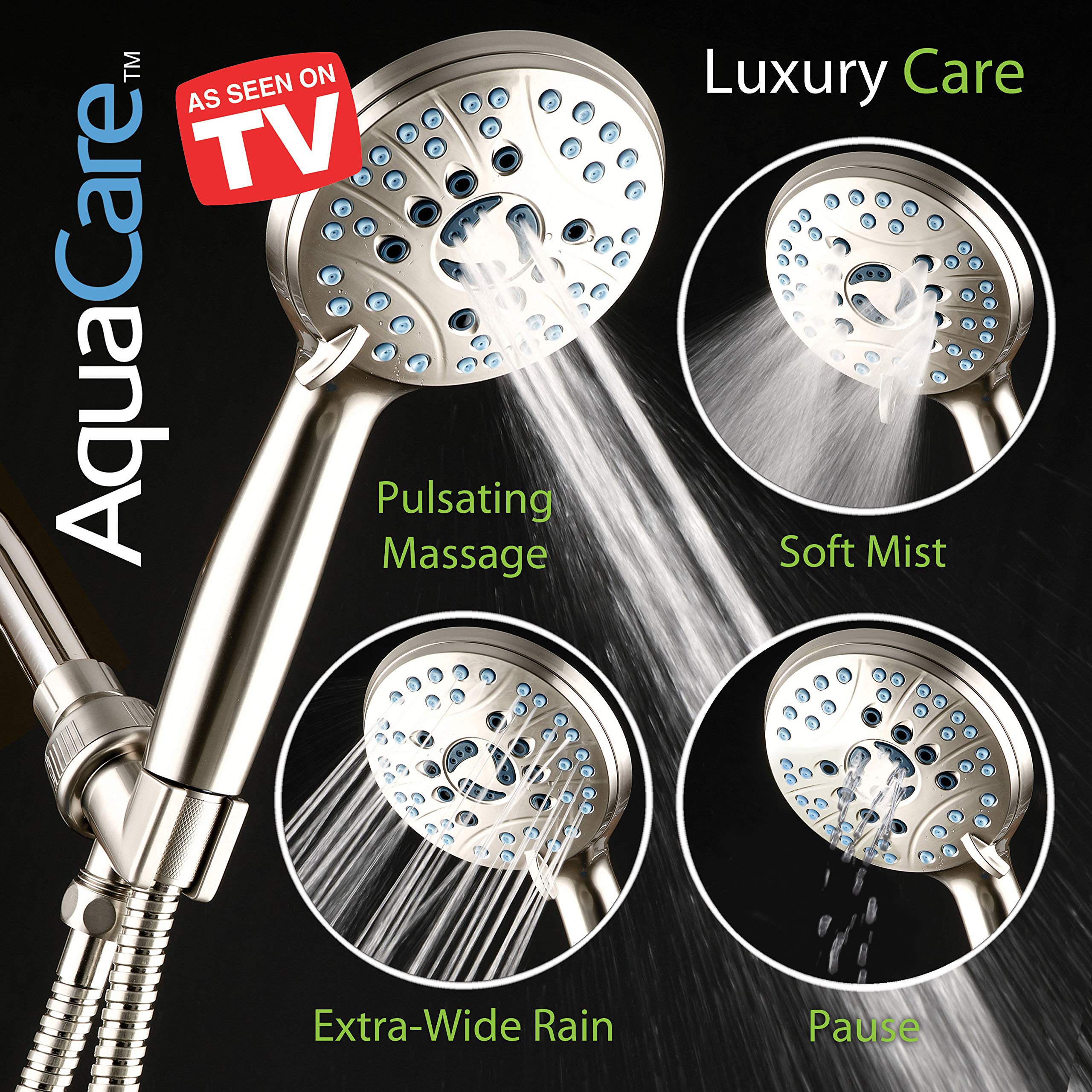 Hotel Spa AquaCare angle overhead bracket supports flexible, hands-free use.