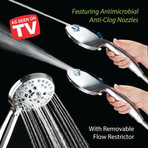 Hotel Spa AquaCare anti-clog nozzles reducing grime buildup for lasting pressure.