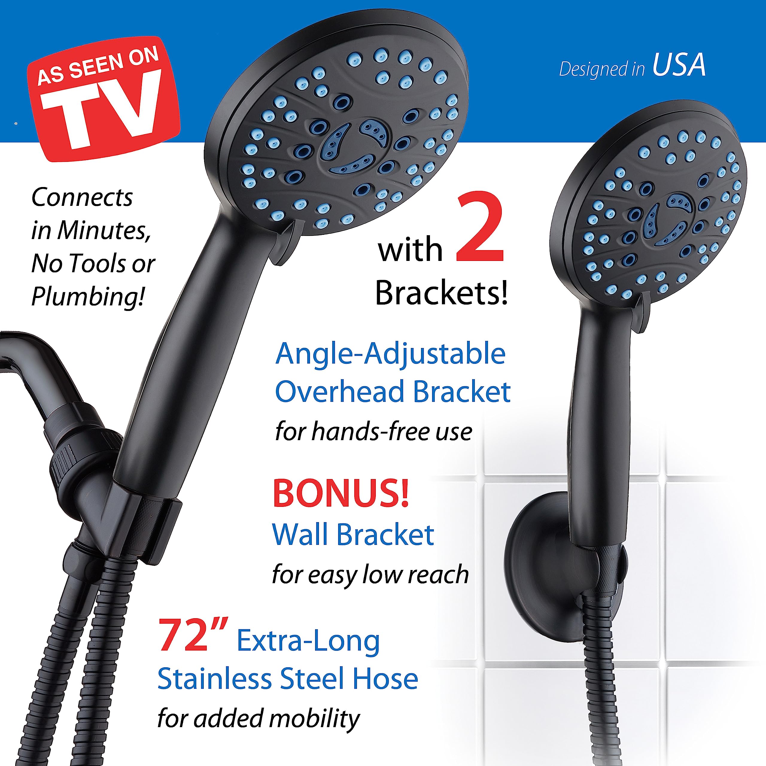 Hotel Spa AquaCare high pressure settings support fast rinsing of shampoo