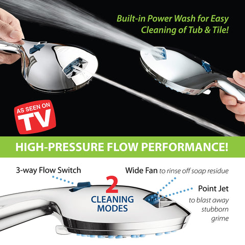 Hotel Spa AquaCare wide fan spray covers large areas quickly.