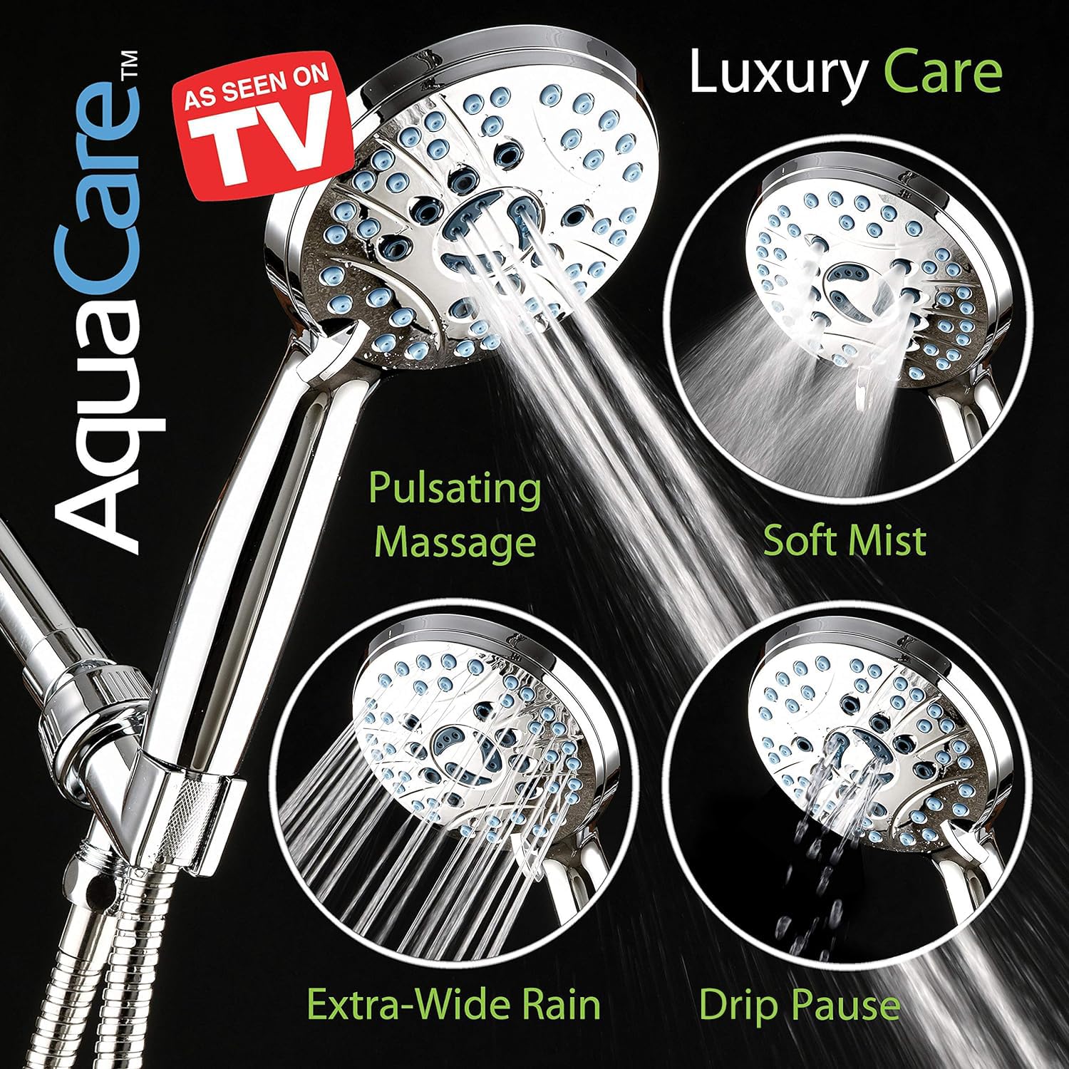Hotel Spa AquaCare wall bracket and overhead mount offer flexible installation.