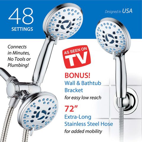 Hotel Spa AquaCare dual-width fan spray delivers versatile rinsing patterns