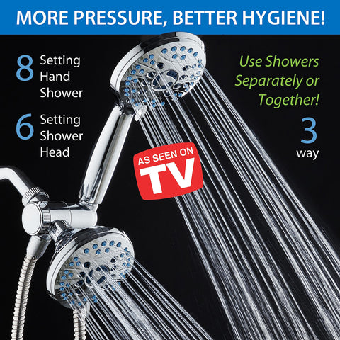 Hotel Spa AquaCare handheld shower with 8 settings for precise rinsing