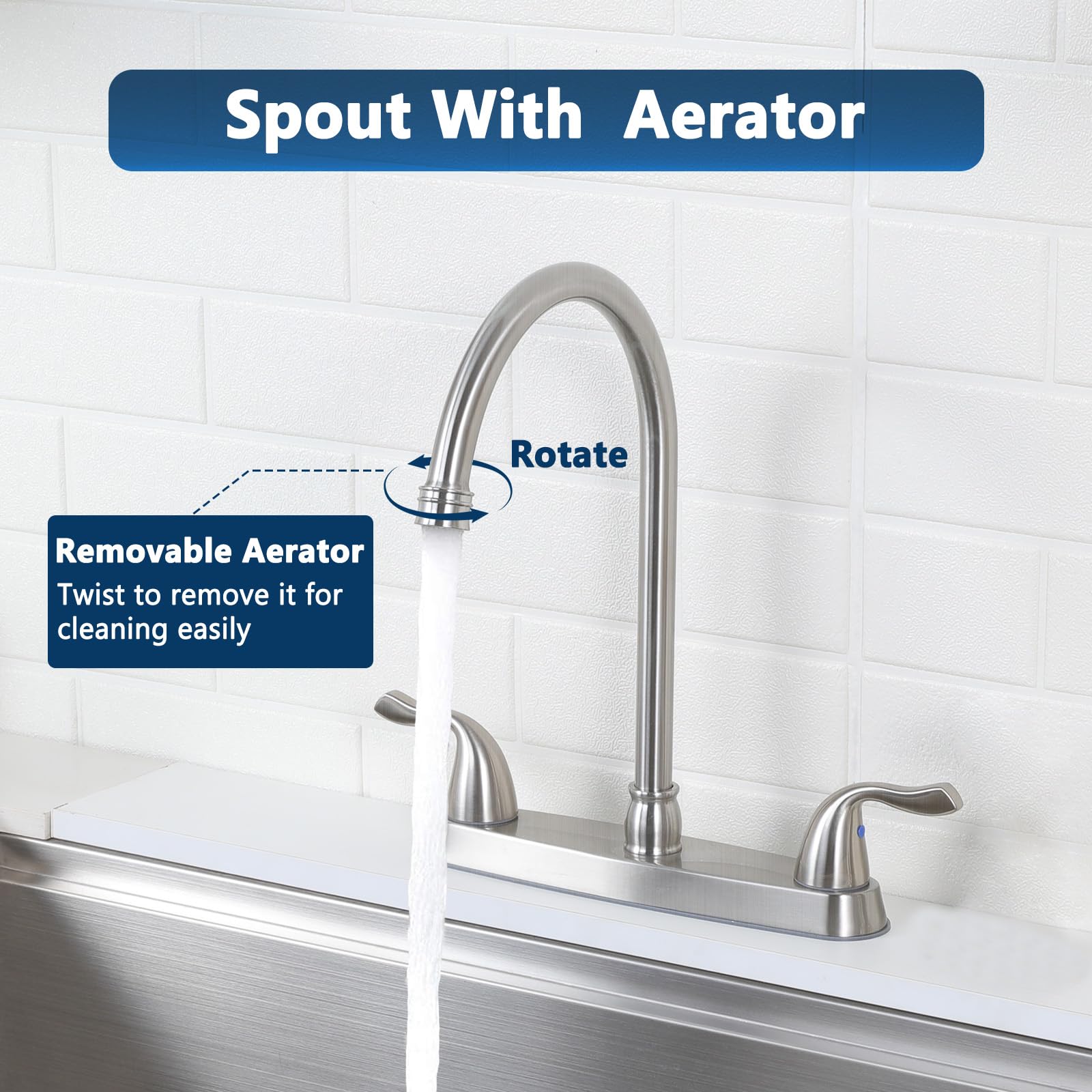 HOTIS HOME 3-hole kitchen faucet without sprayer fits standard RV setups.