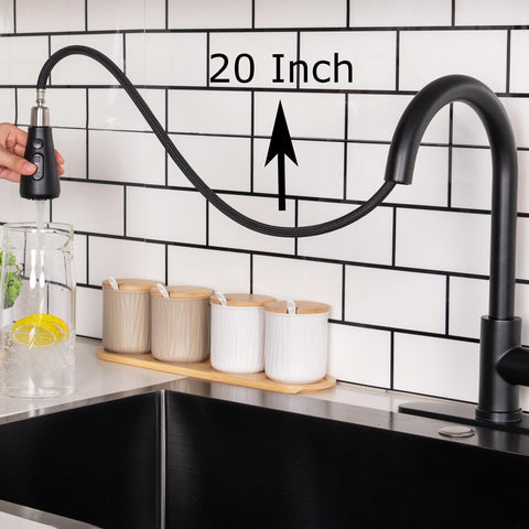 HOTIS HOME black kitchen faucet 3-hole compatibility for flexible installation on various sinks