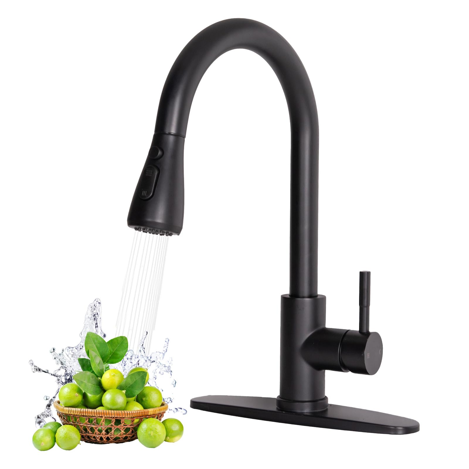 HOTIS HOME black kitchen faucet with pull-down sprayer for versatile cleaning and filling tasks