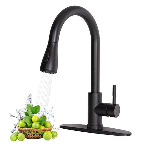HOTIS HOME black kitchen faucet with pull-down sprayer for versatile cleaning and filling tasks