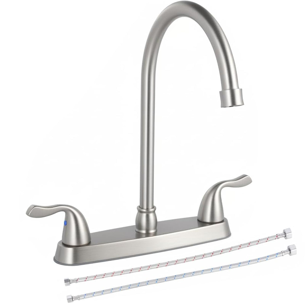 HOTIS HOME brushed nickel kitchen faucet with 2 handles and durable finish.
