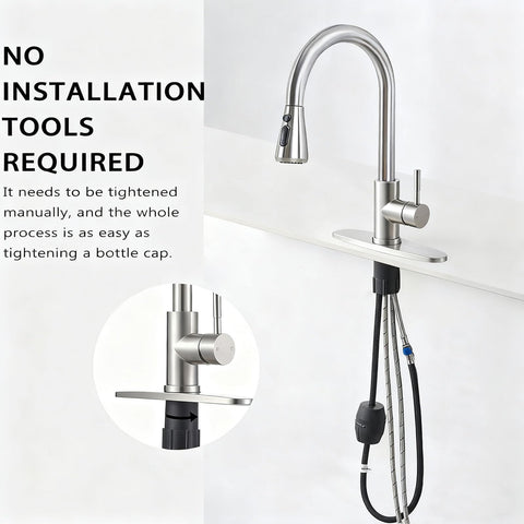 Brushed nickel finish resists fingerprints and scratches on HOTIS faucet