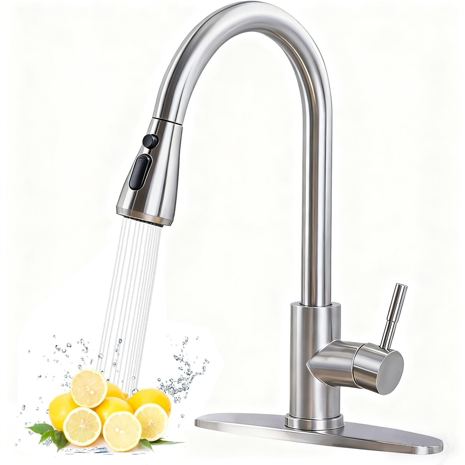 HOTIS Home pull-down faucet in brushed nickel for precise water control