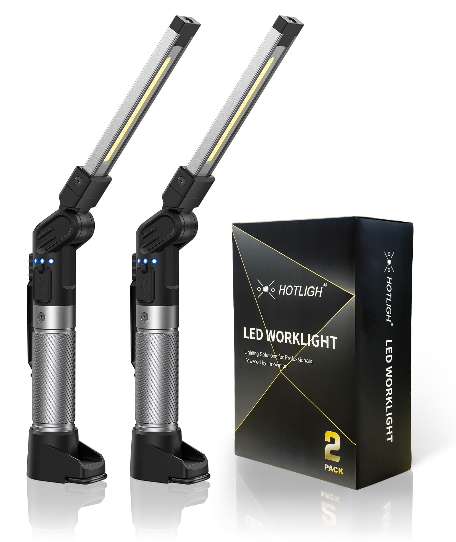HOTLIGH 800 lumen magnetic work light with foldable design for hands-free repairs