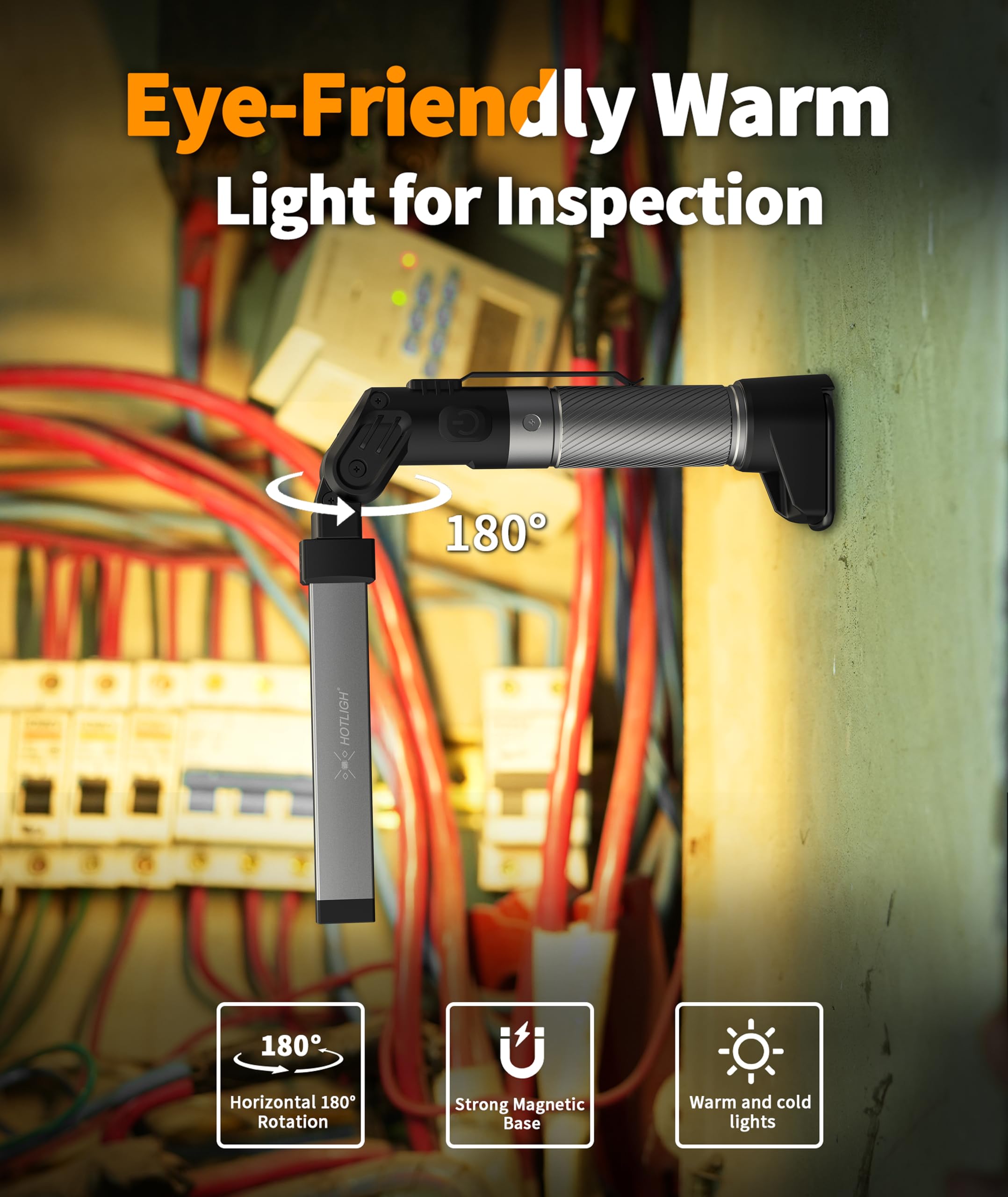 HOTLIGH aluminum alloy body with anti-slip grip for secure handling.