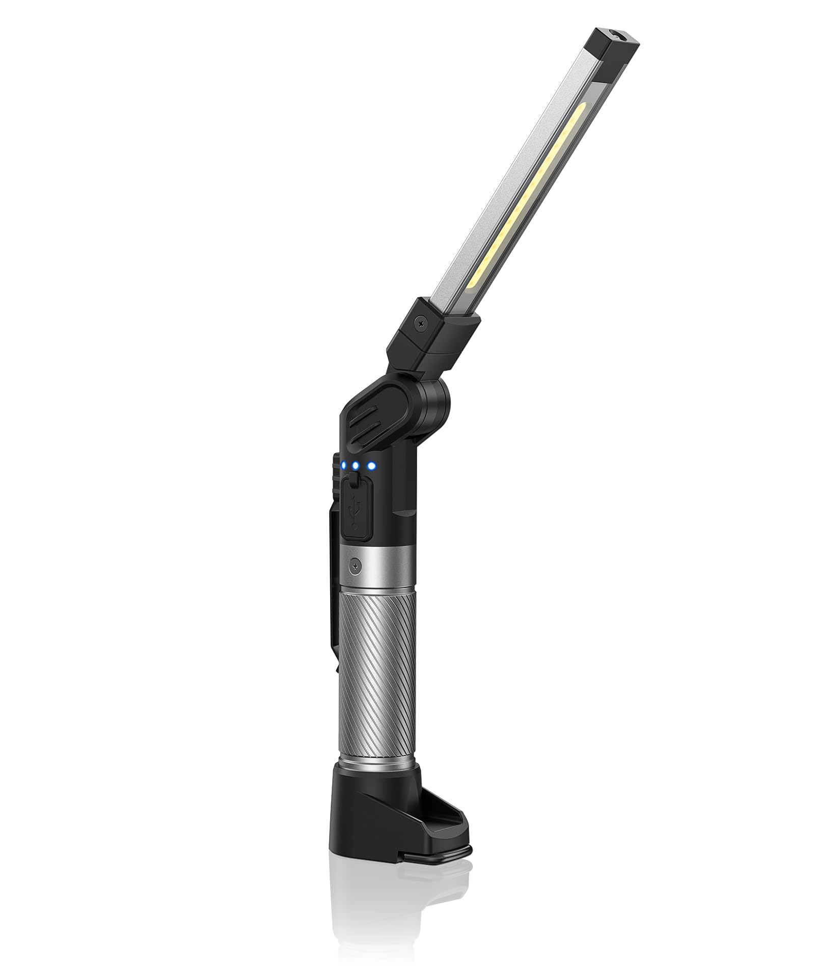 HOTLIGH magnetic work light with front flashlight for hands-free car repairs.