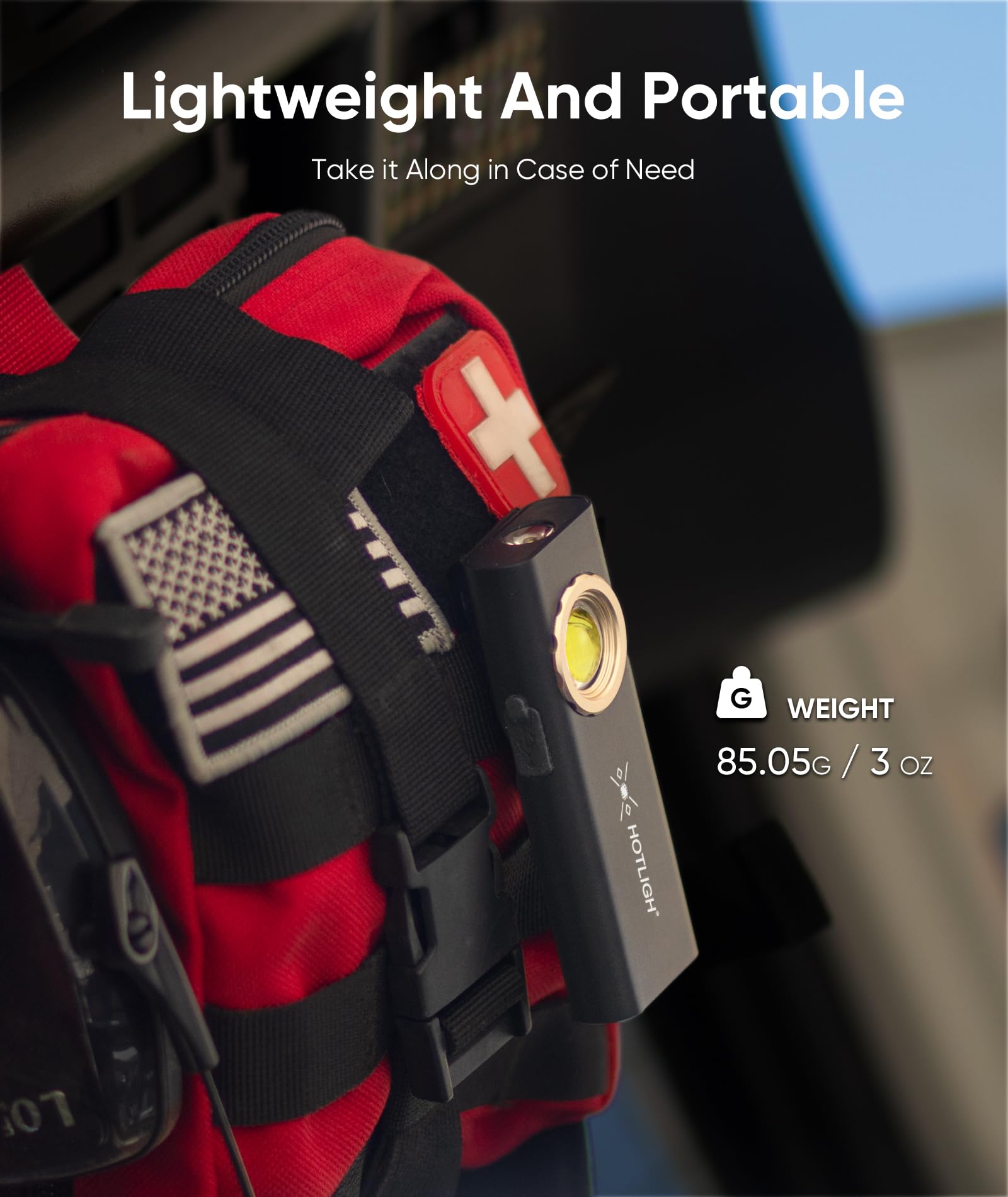 Hotligh Pocket Flashlight magnetic-base showcases secure attachment for stable lighting.