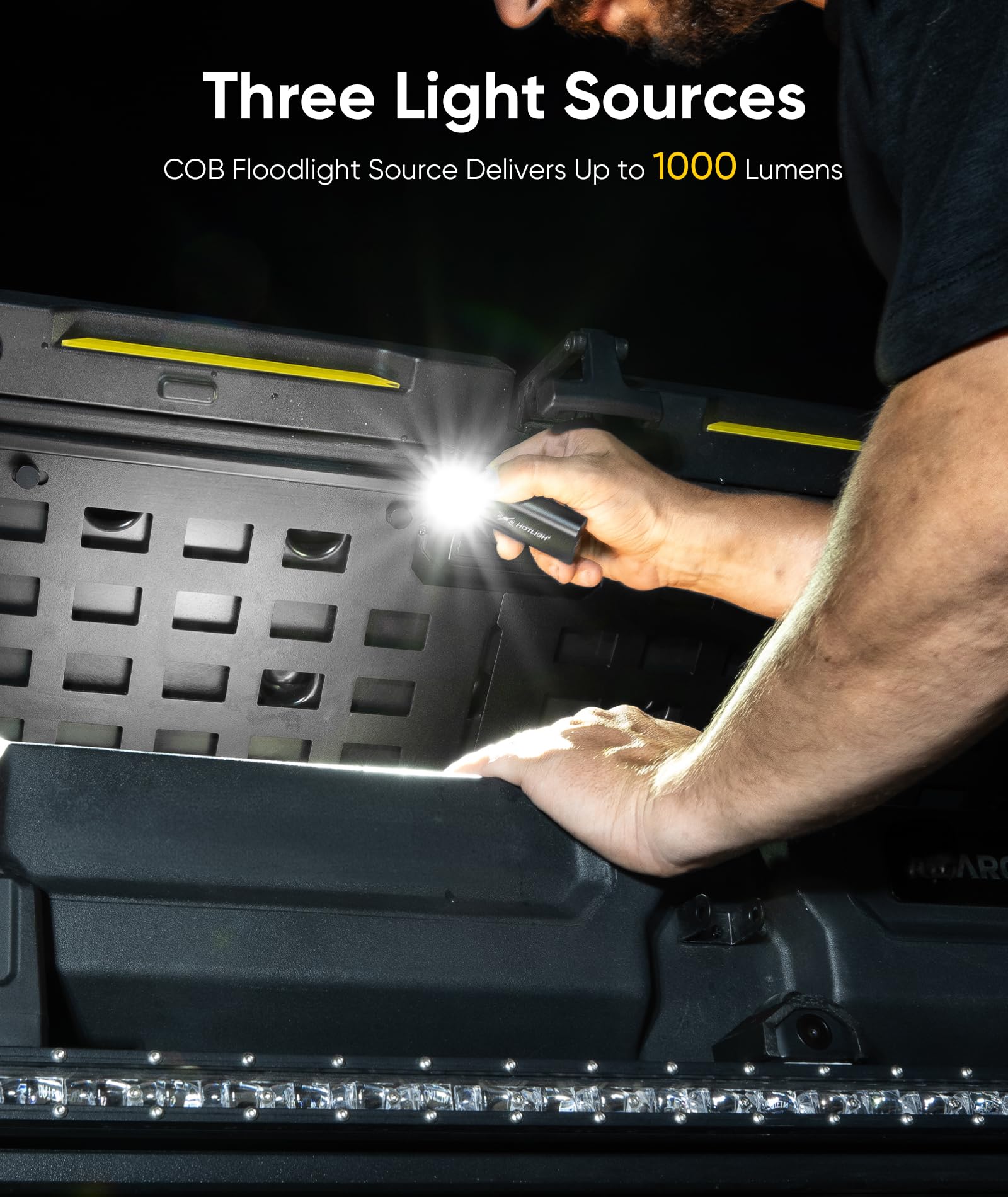 Hotligh Pocket Flashlight side-clip demonstrates hands-free versatility during repairs.