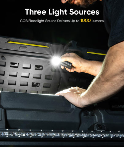 Hotligh Pocket Flashlight side-clip demonstrates hands-free versatility during repairs.