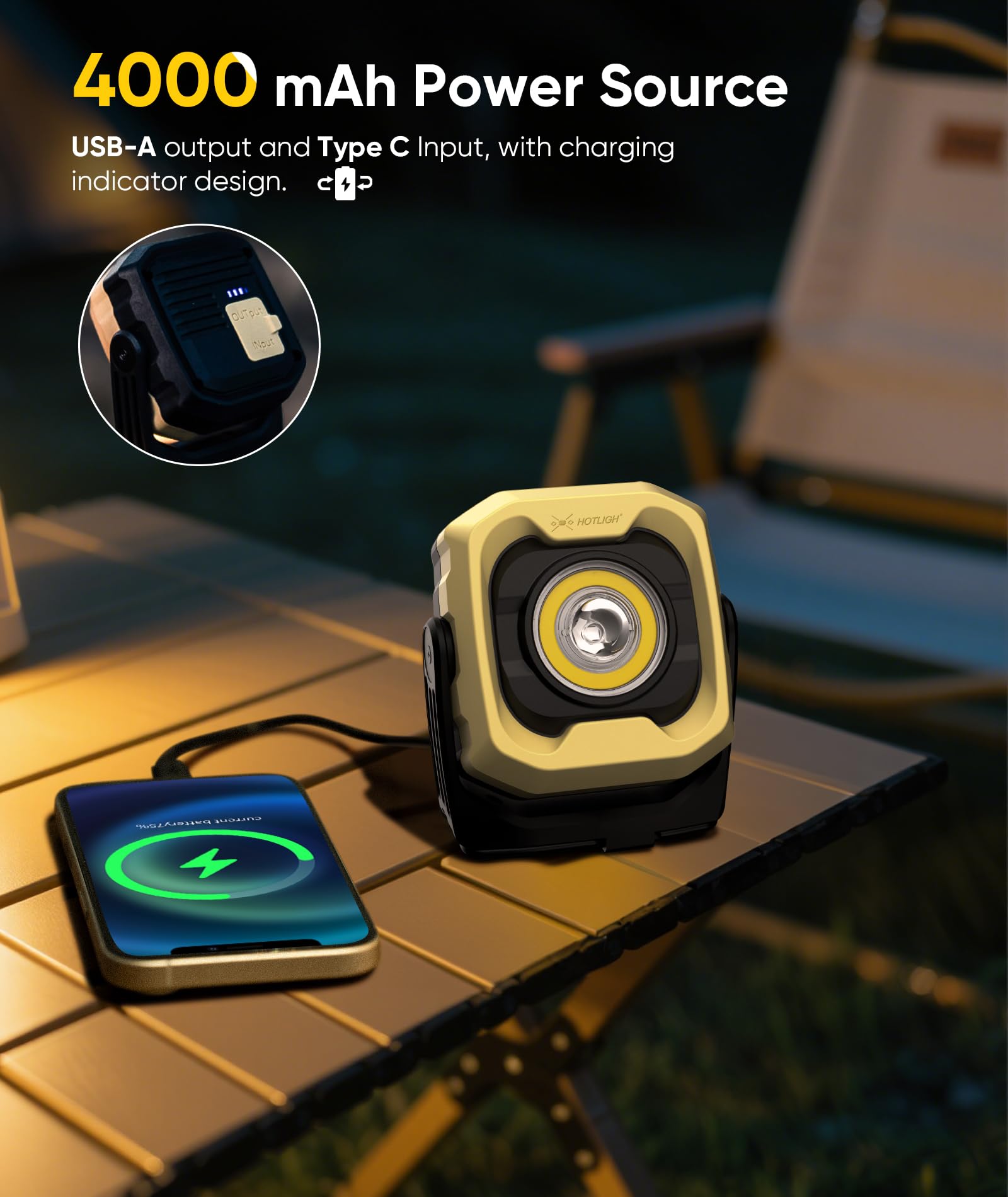 HOTLIGH magnetic base enables hands free use on metal surfaces during repairs
