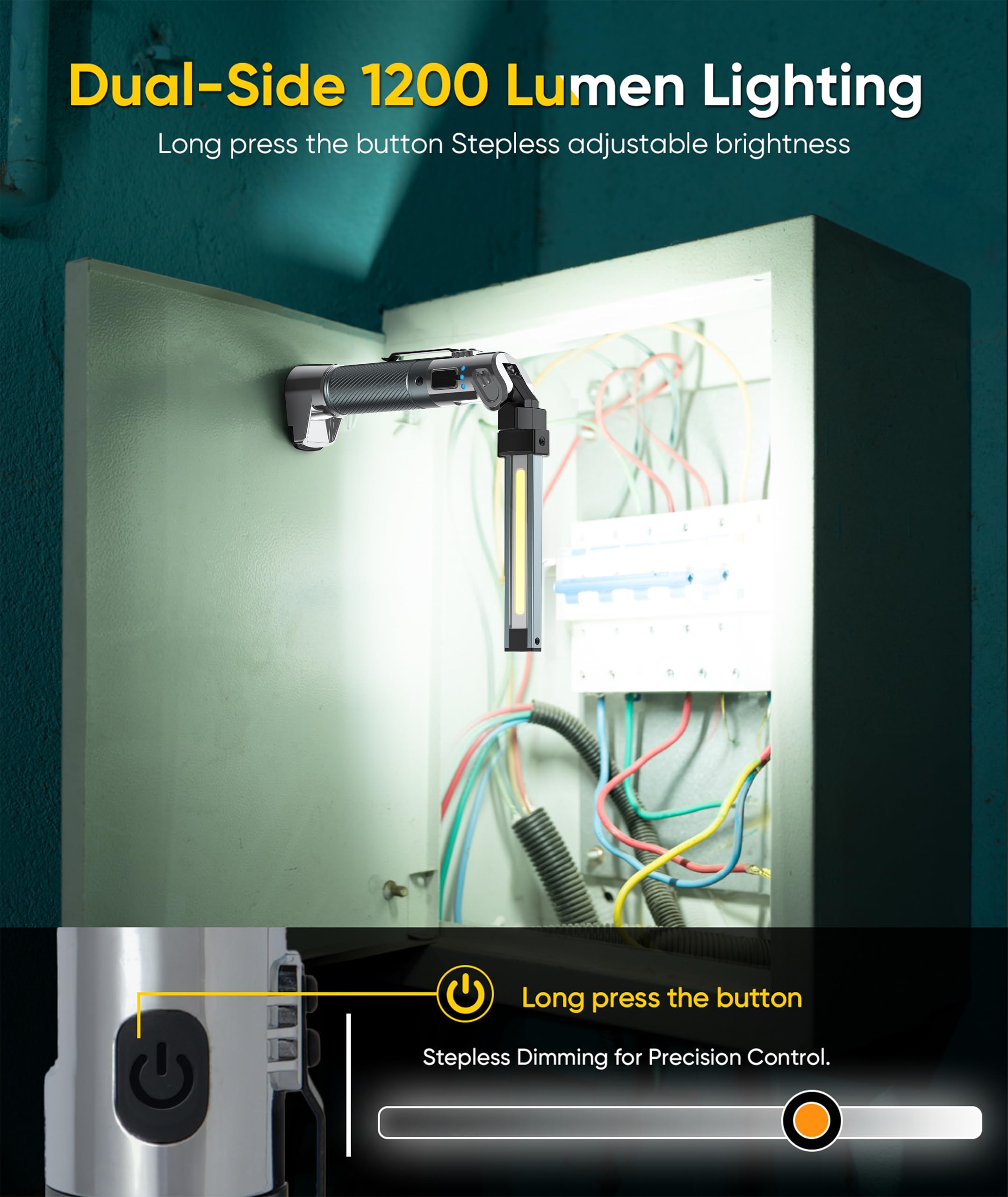 HOTLIGH rechargeable light with Type-C charging for quick power on site