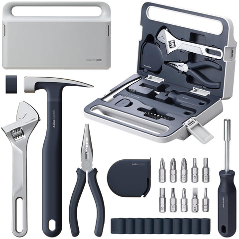 HOTO 16-piece tool kit inside compact storage box for home repairs and quick fixes.