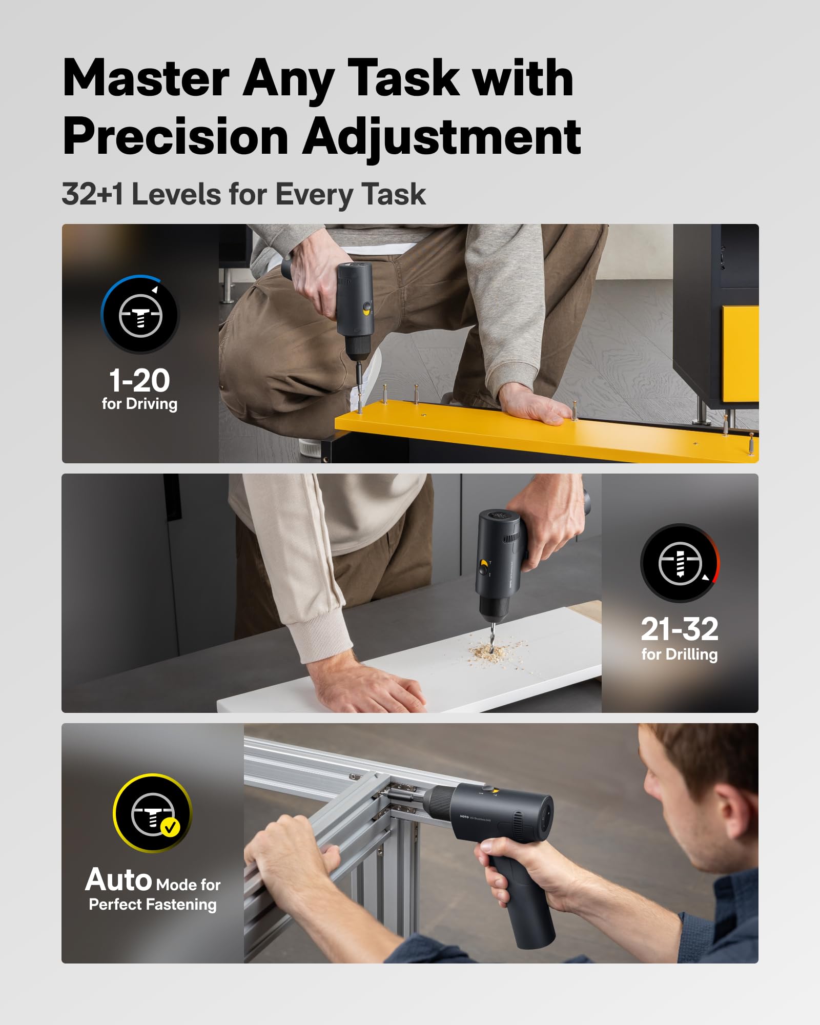 HOTO 16V auto-stop technology helps prevent overdriving during tasks.