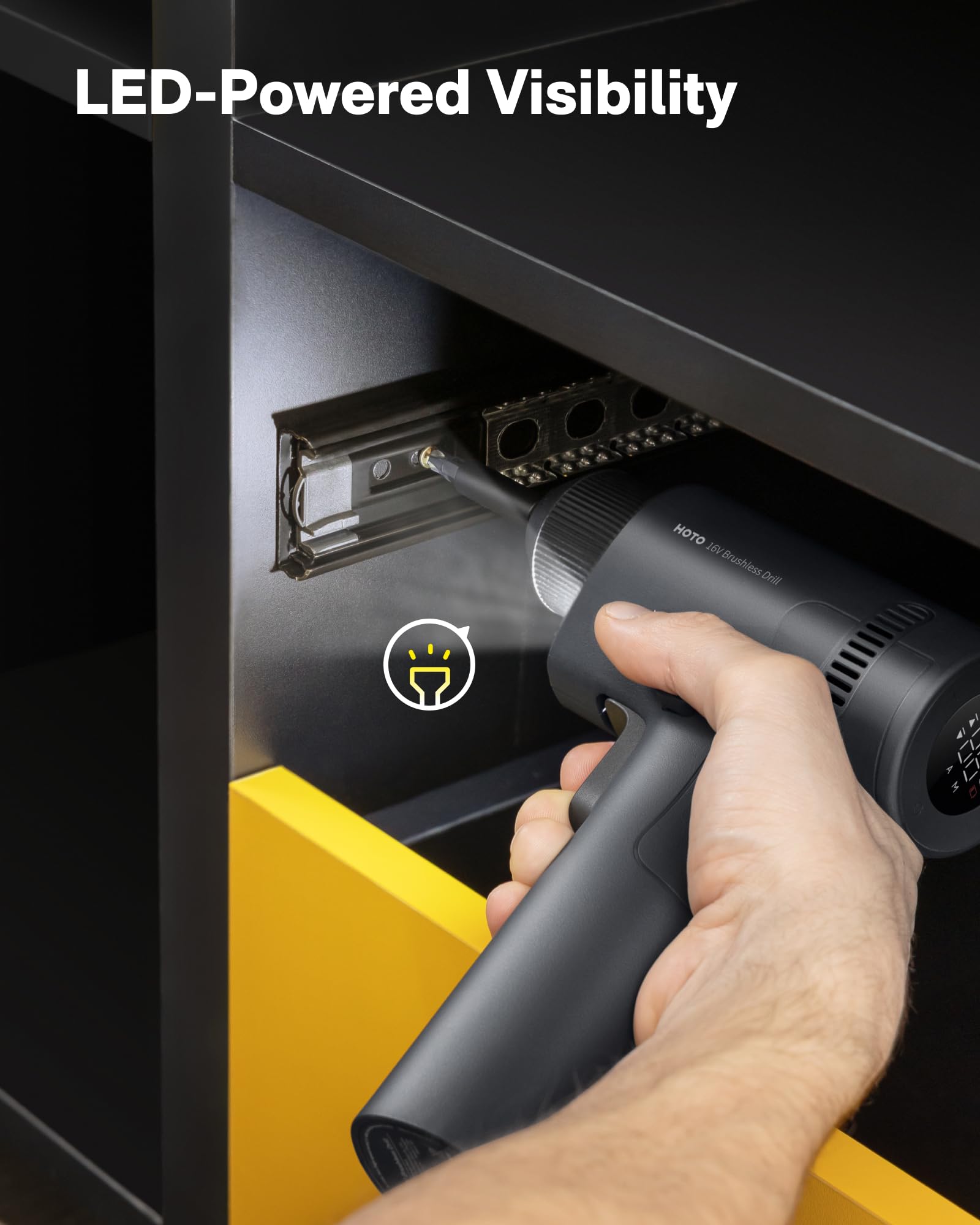 HOTO 16V LED work light brightens tight spaces.