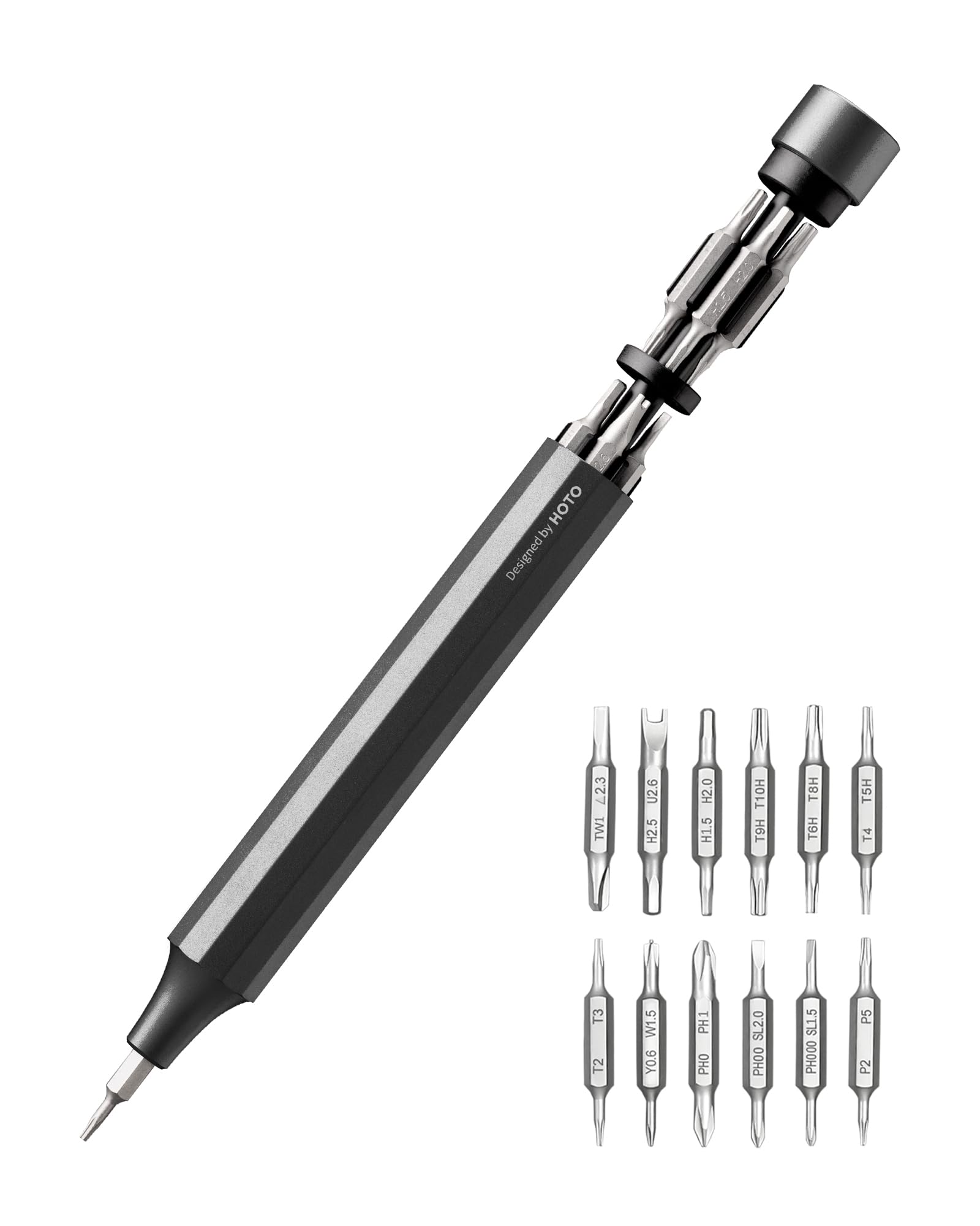 HOTO 24-in-1 multi-bit screwdriver for quick electronics repairs.