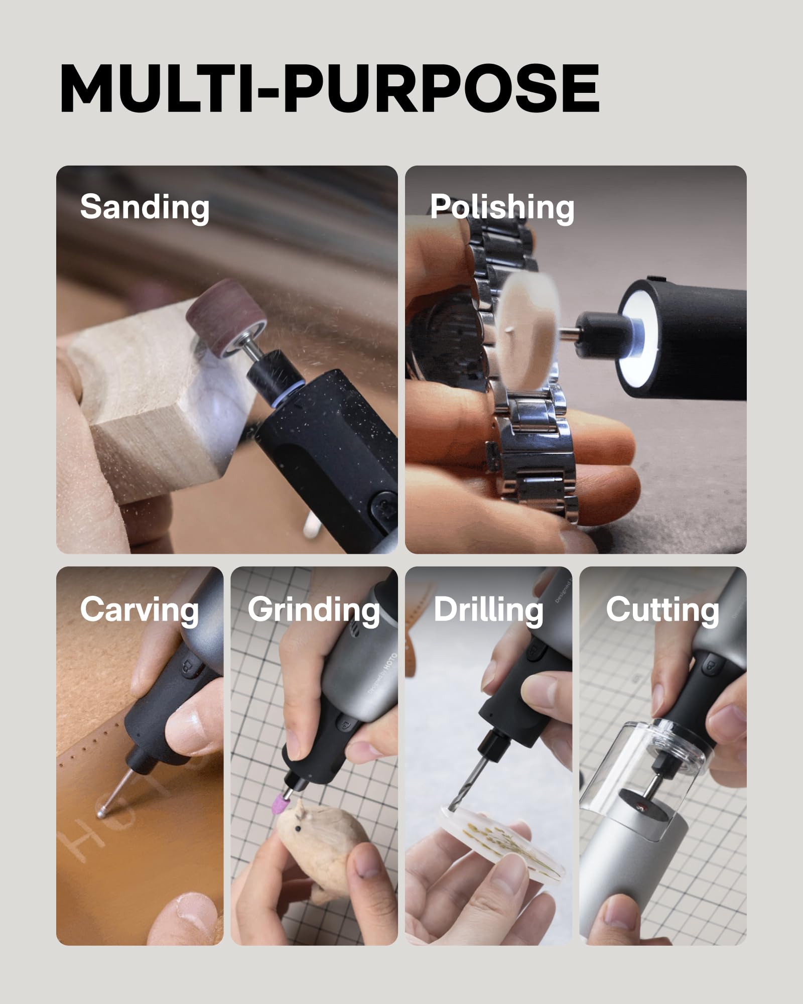 Ergonomic HOTO 4V handle supports comfortable one-handed control during long sessions