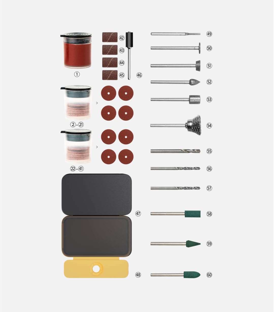 HOTO 60-piece rotary tool accessories for versatile sanding and engraving.