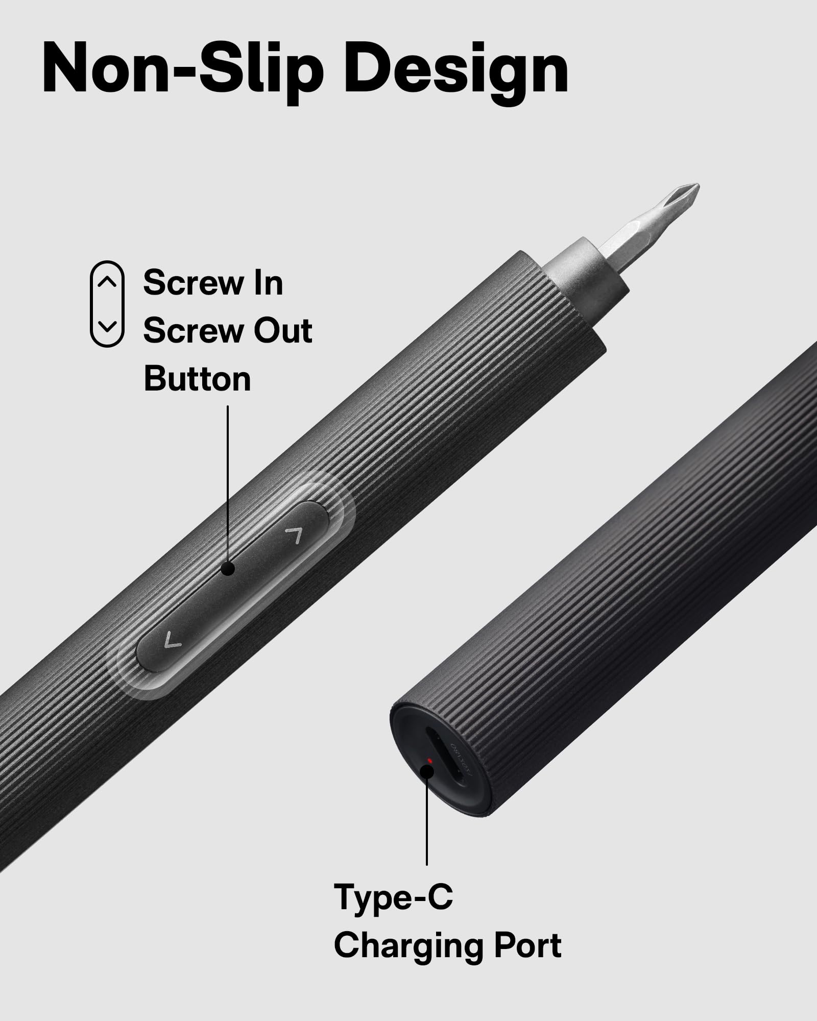HOTO aluminum body with textured grip for comfort.