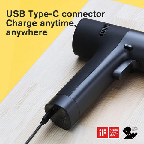 Driver and drill bits cover metal and wood tasks for quick jobs.