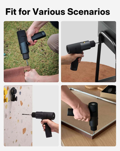 HOTO drill with USB-C charging lets you top up quickly anywhere.
