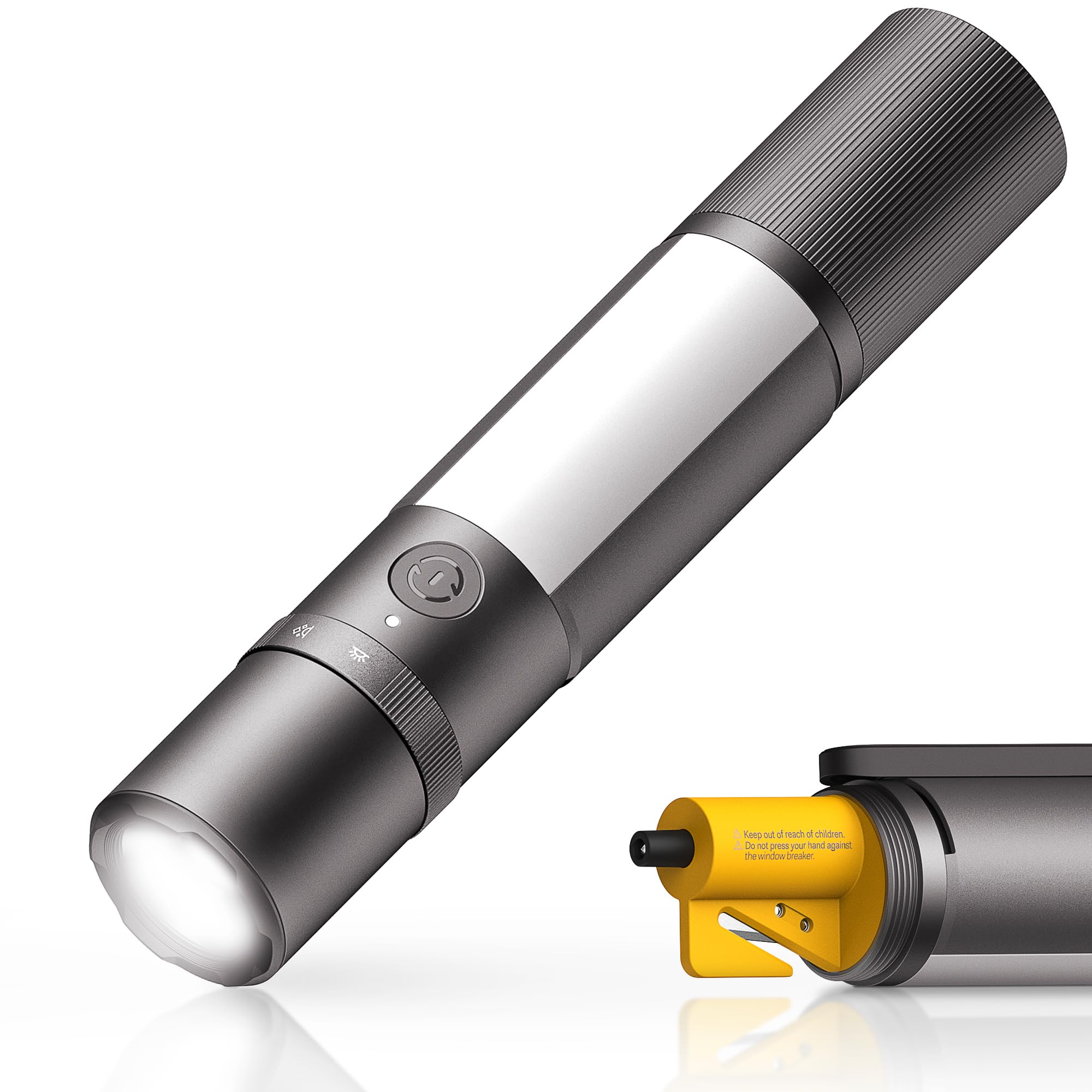 HOTO Emergency Flashlight main light delivers 1000 lumens for clear roadside visibility.