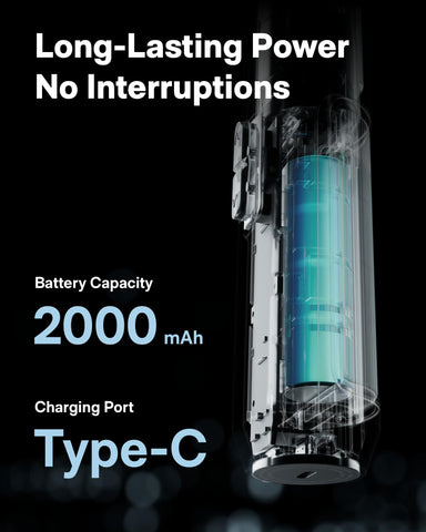 HOTO PixelDrive 2000 mAh battery powers cordless use.