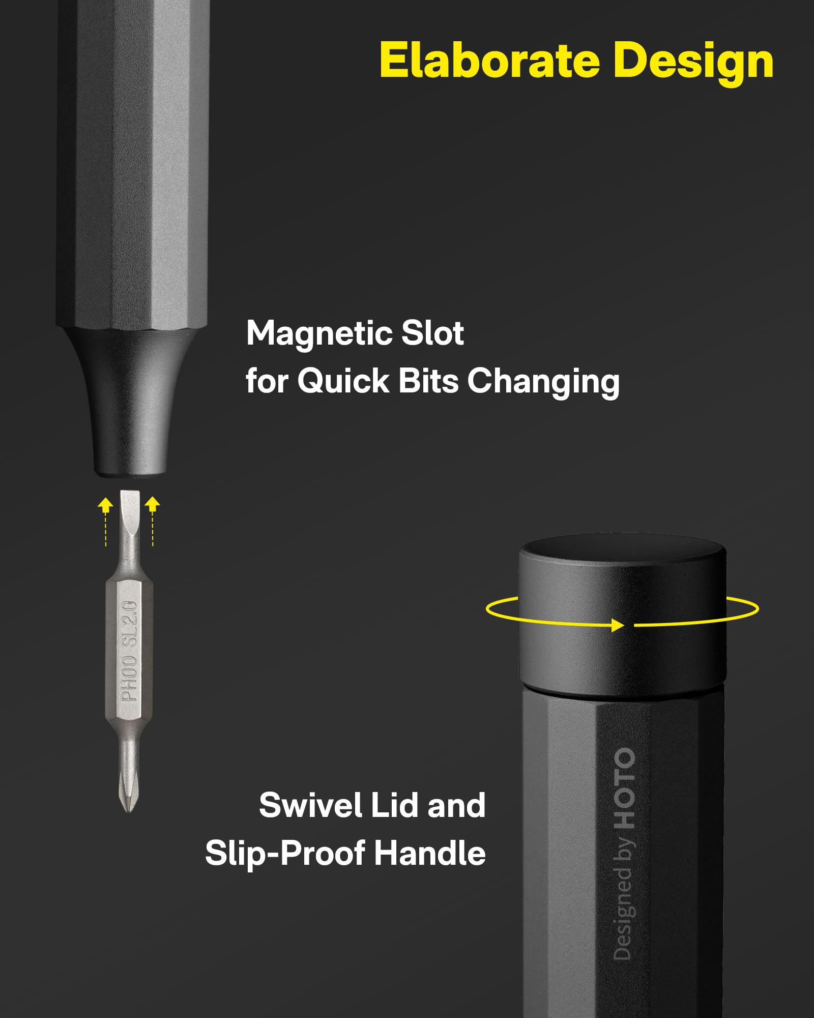 HOTO S2 alloy steel bits deliver durable precision for tiny screws.