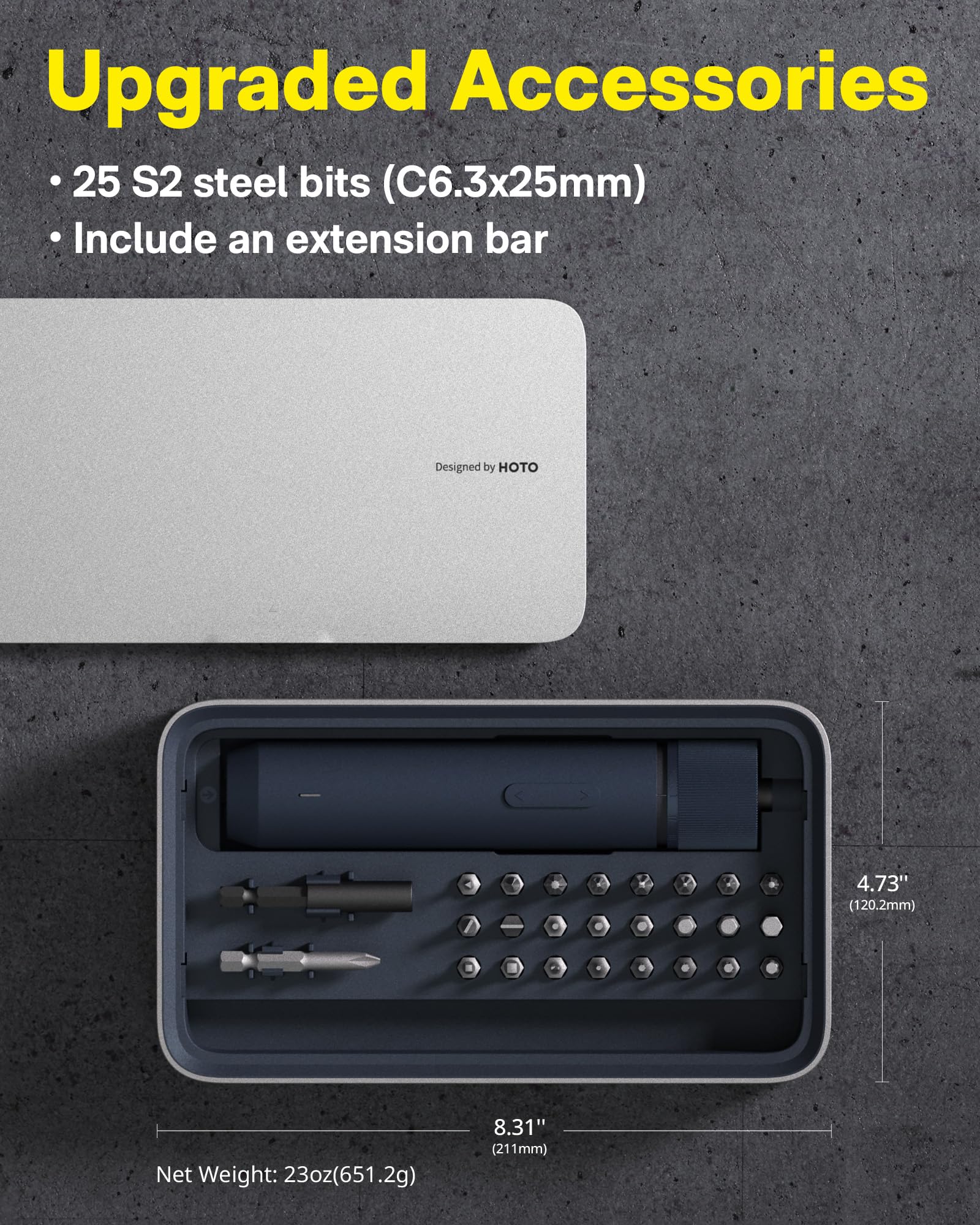 HOTO S2 bits pack close-up, durable steel for long-lasting projects