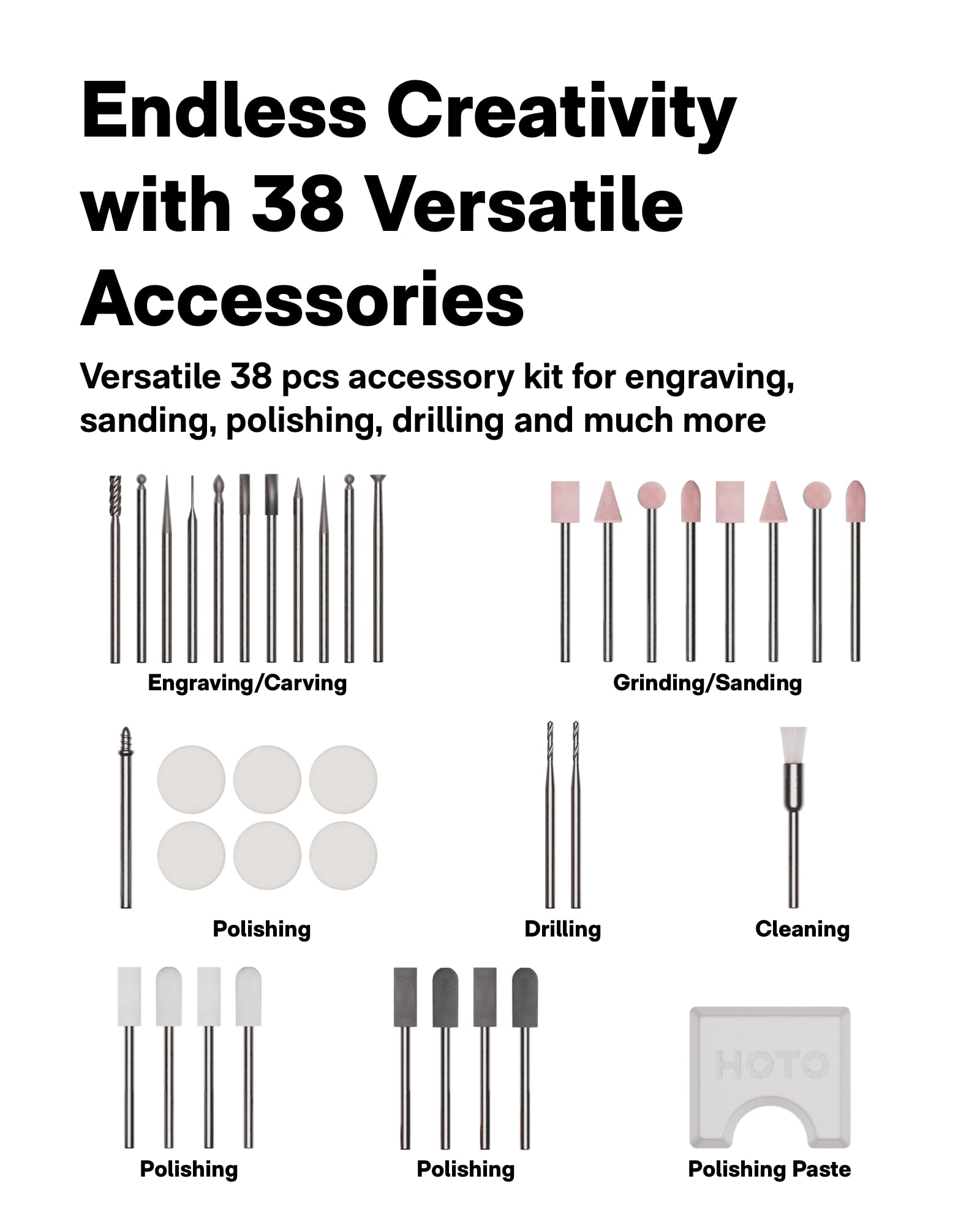 HOTO SNAPBLOQ R-A04 38-piece kit with grinding, carving, sanding, polishing options