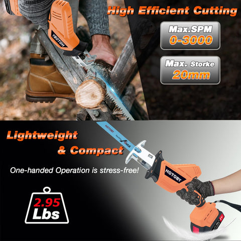 Hotoby reciprocating saw compact lightweight design reduces fatigue during long uses
