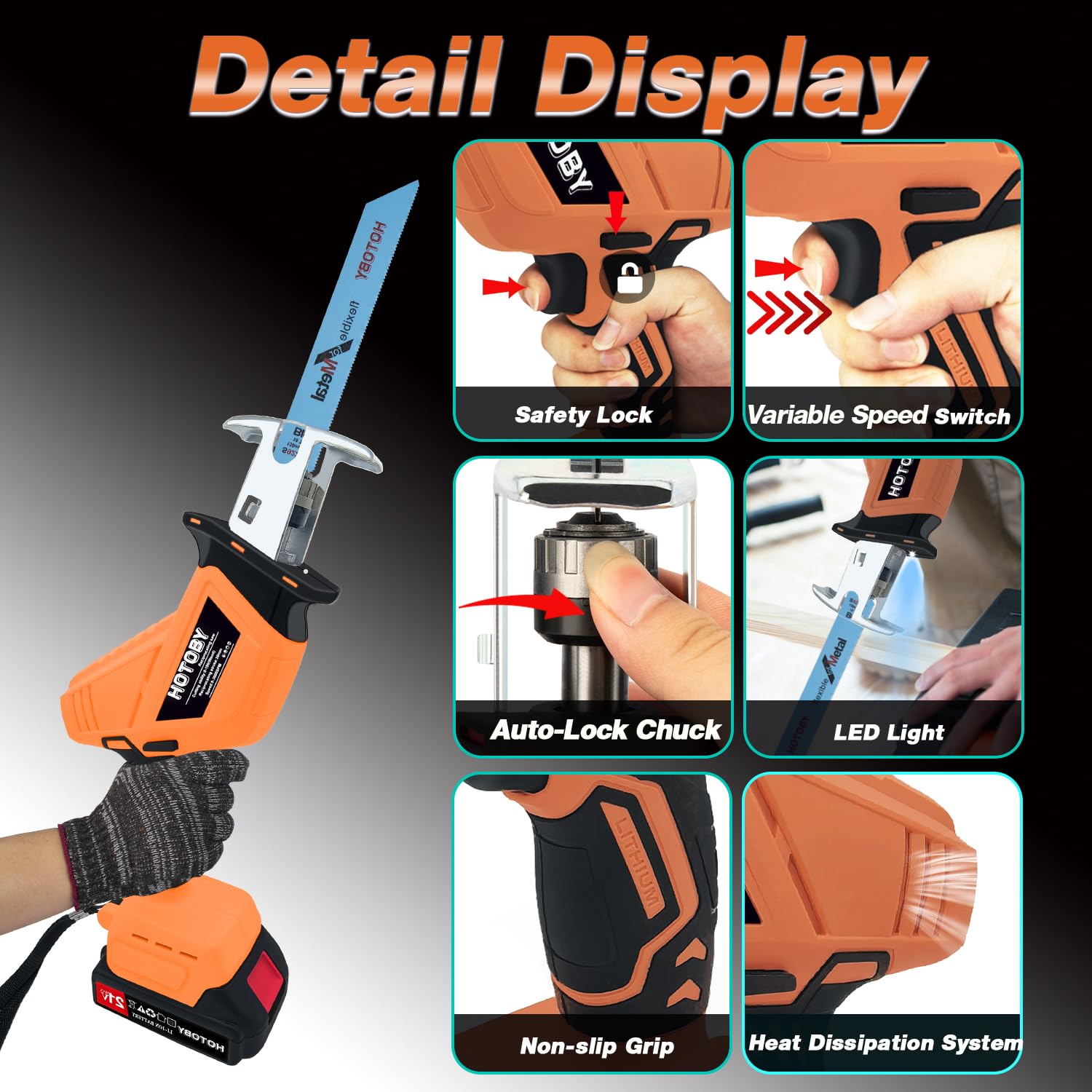 Hotoby reciprocating saw LED work light improves visibility in dim spaces