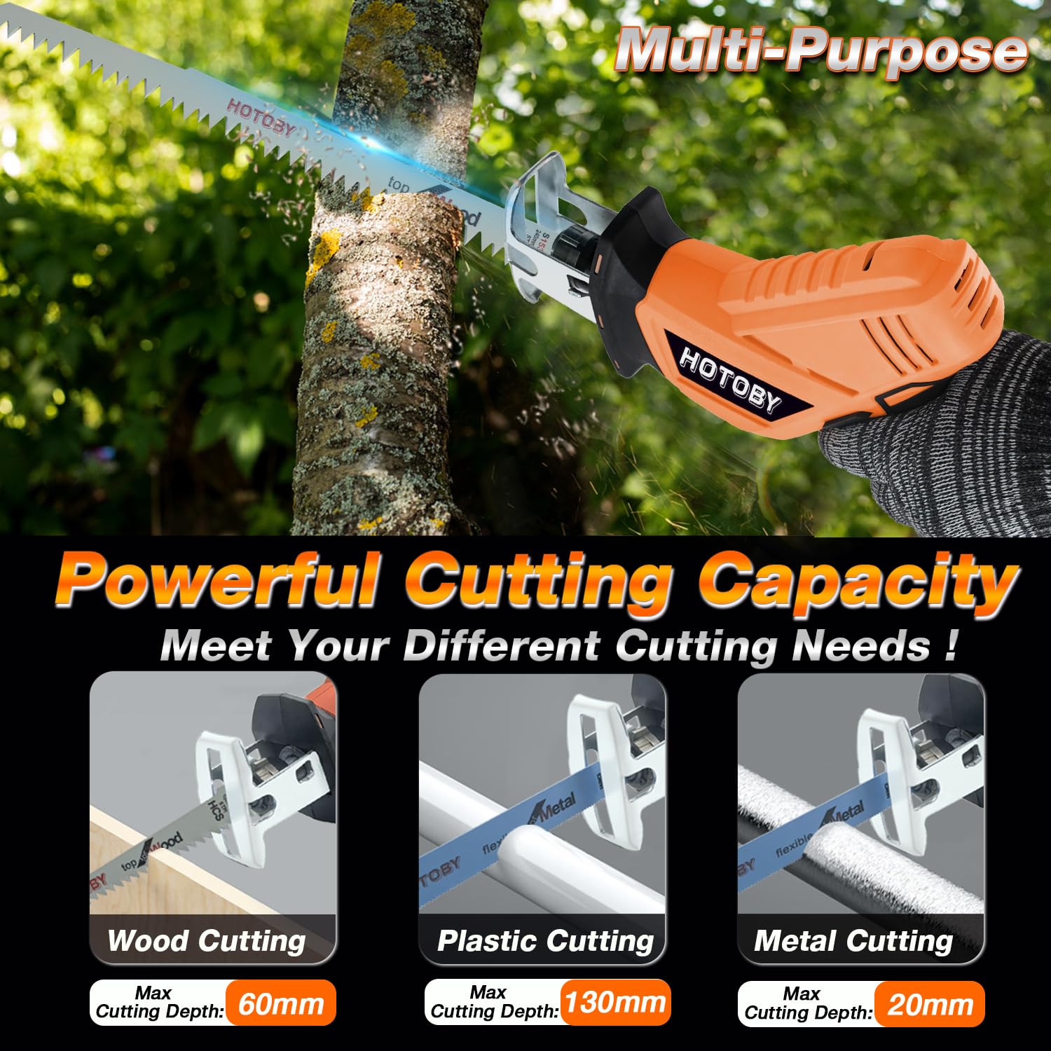 Hotoby reciprocating saw variable speed adapts to materials for precise cuts