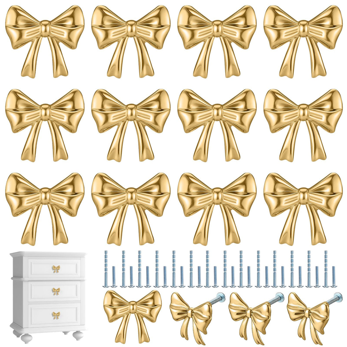 Hotop bow knot knob in brushed gold enhances dresser style and grip