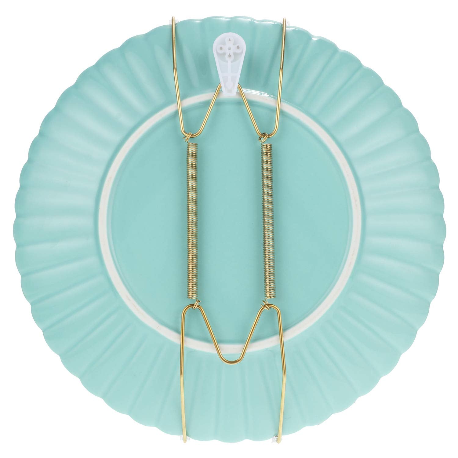 Hotop invisible design plate hangers in gold maintain focus on the plates themselves.