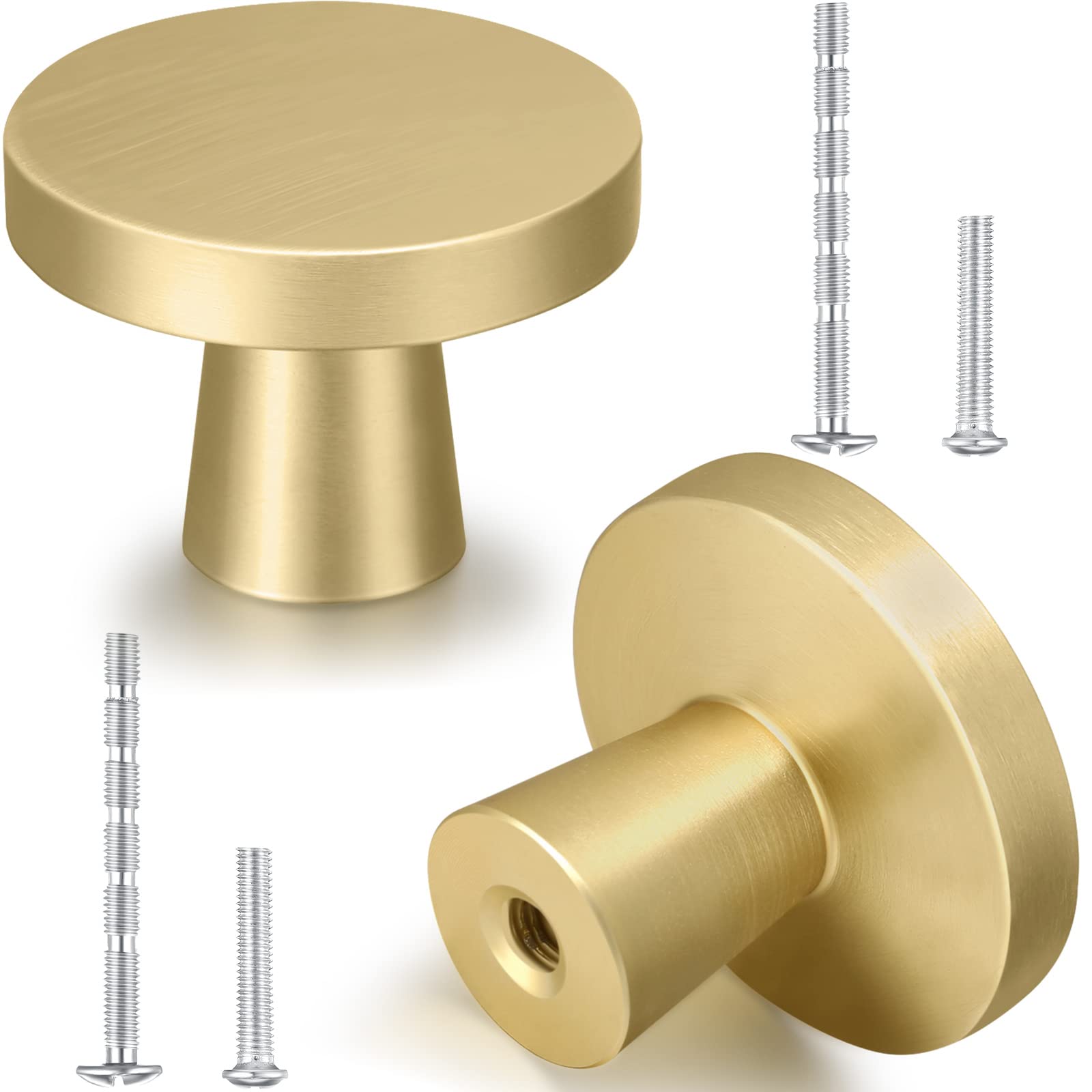 Hotop mushroom knob gold top closeup; durable aluminum alloy finish resists tarnish.