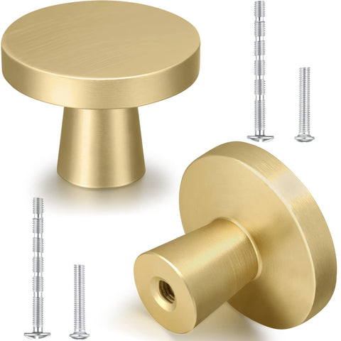 Hotop mushroom knob gold top closeup; durable aluminum alloy finish resists tarnish.