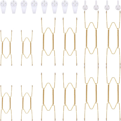 Hotop plate hangers wall pack in gold showing 12-piece display solution for collections.