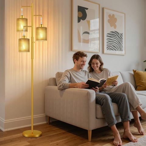 Hotsonic floor lamp dimmer control demonstrates smooth stepless lighting from 0 to 100%.