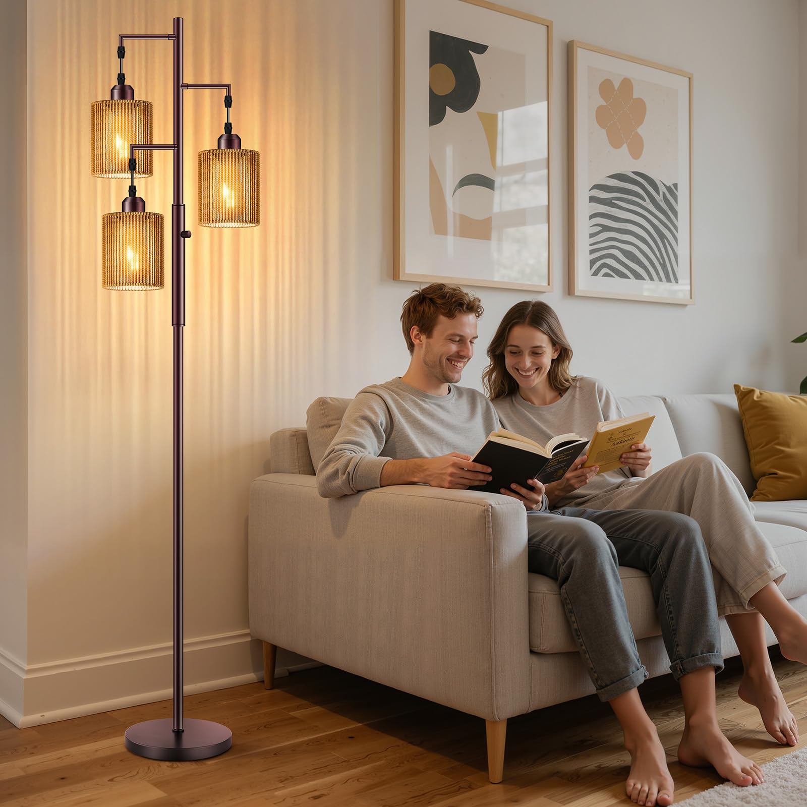 Hotsonic 72inch-rattan-boho-floor-lamp adds height and warm ambiance to any room.