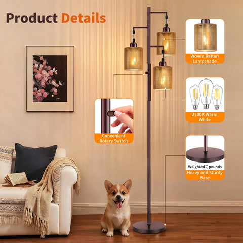 Hotsonic heavy-base-rotary-switch-floor-lamp stays stable around children and pets.