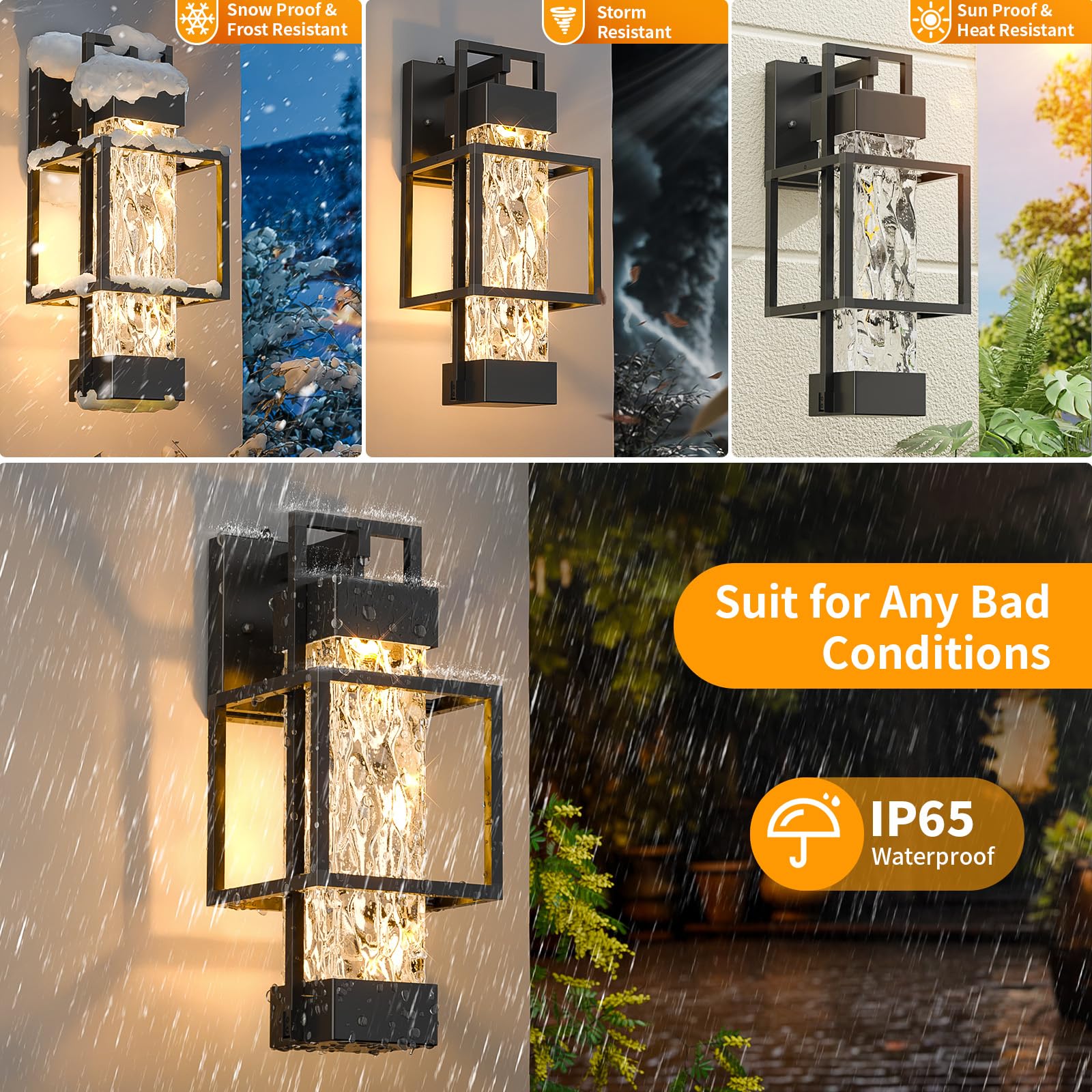 Hotsonic included bulbs provide warm 2700K illumination outdoors